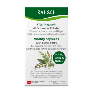 RAUSCH Vital -kapselit - vegaaninen ravintolisä hiusten, kynsien ja ihon hyvinvointiin